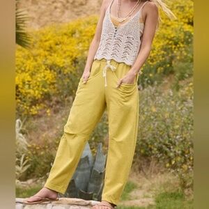 Free People Yellow slight barrel Leg Pants